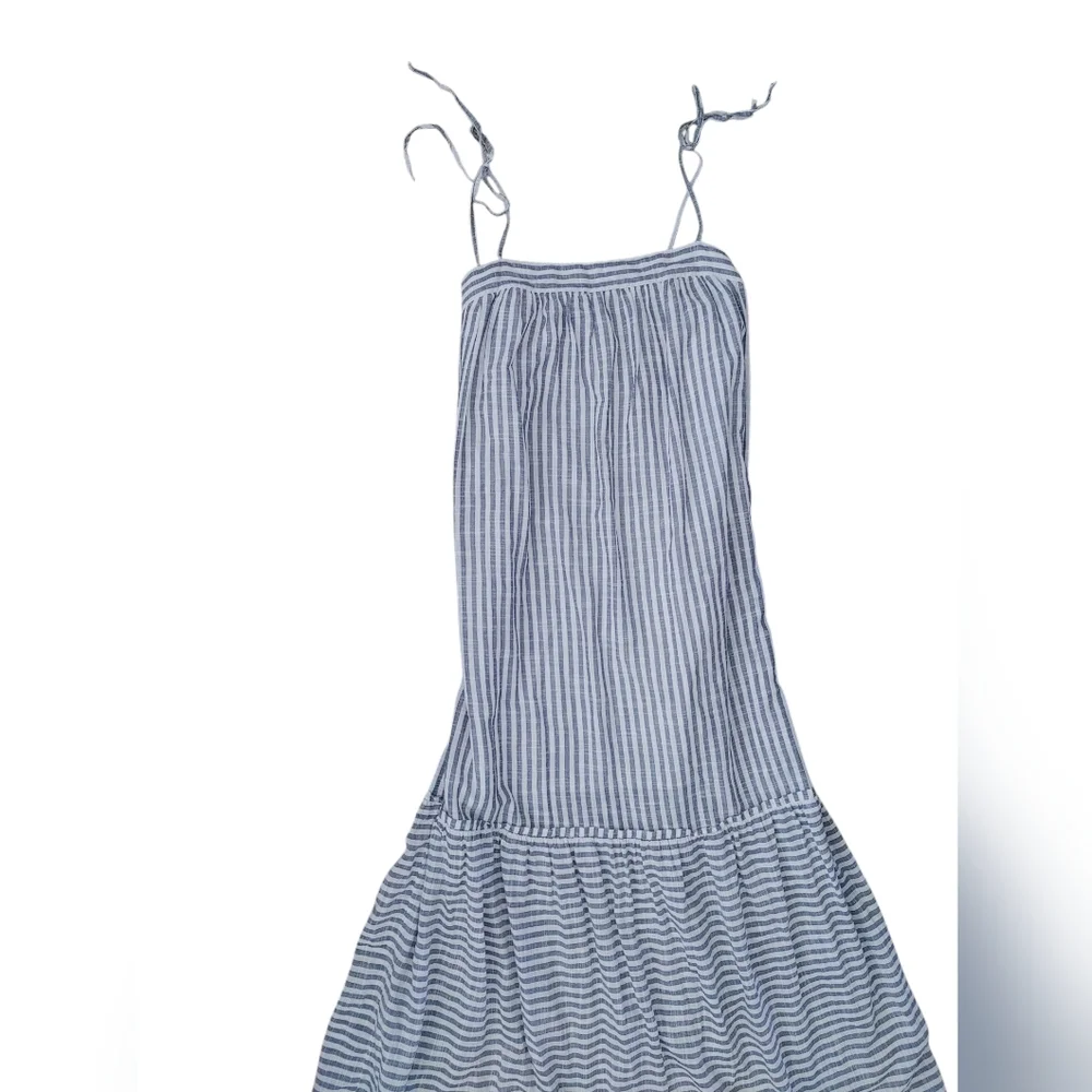Abercrombie & Fitch Stripe Trapeze Shoulder Tie Strap Maxi Dress